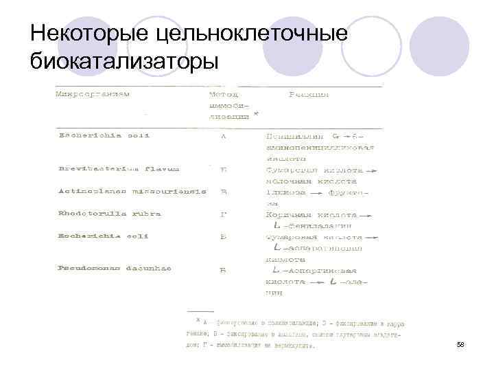 Некоторые цельноклеточные биокатализаторы 58 