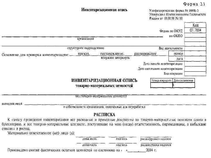 Приказ об инвентаризации товарно материальных ценностей образец