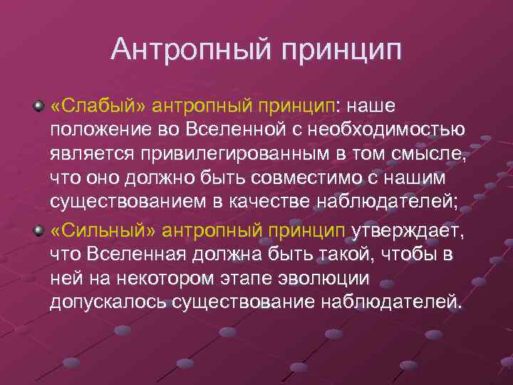 Антропный принцип в современной научной картине мира означает тест