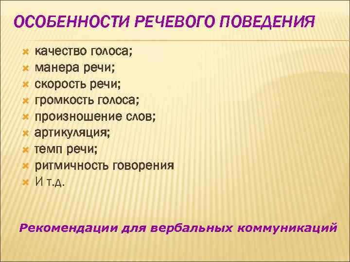 Качества поведения. Особенности речевого поведения. Качества голоса. Специфика речевого общения учителя. Особенности голоса манера речи.