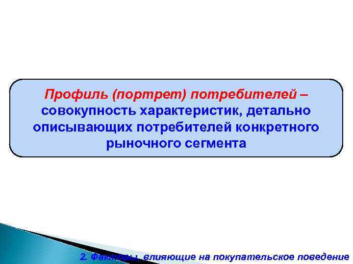 Подробно представить. Профиль потребителя описывает. Вся совокупность потребителей это. Детально представлены.