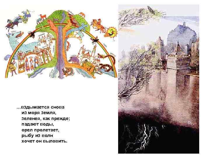 …вздымается снова из моря земля, зеленея, как прежде; падают воды, орел пролетает, рыбу из