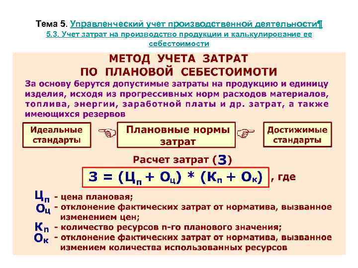 Тема 5. Управленческий учет производственной деятельности¶ 5. 3. Учет затрат на производство продукции и