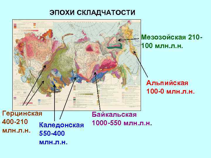 Сопоставьте тектоническую и физическую карты определите. Эпохи горообразования складчатости. Горы на карте России герцинской складчатости. Эпоха складчатости Байкальская каледонская герцинская. Геологическая эпоха герцинской складчатости.