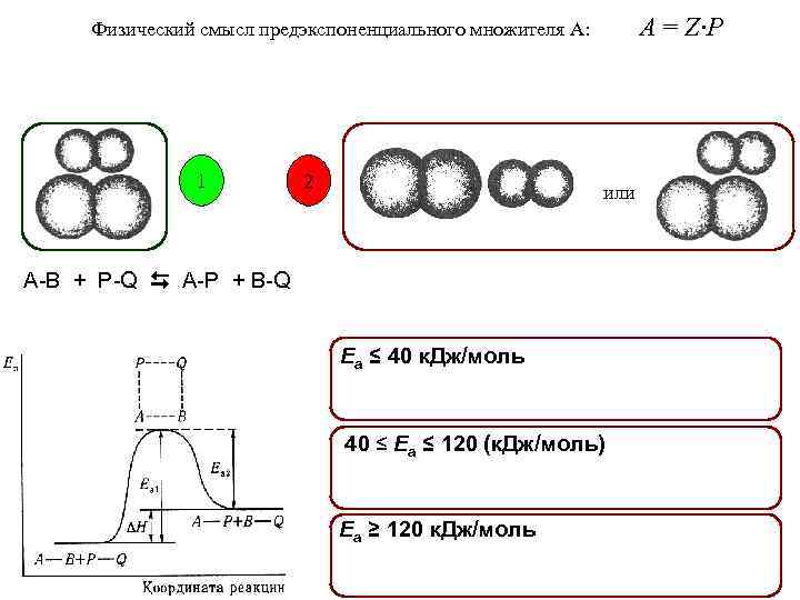 A = Z·P Физический смысл предэкспоненциального множителя А: 1 2 или A-B + P-Q