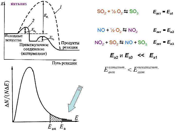 катализ SO 2 + ½ O 2 SO 3 Eакт = Еа 1 NO