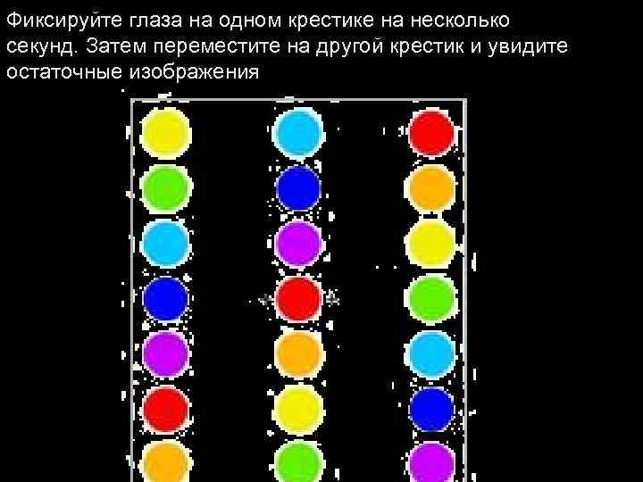 А затем переместите на. Восприятие цвета глазом. Остаточный образ.