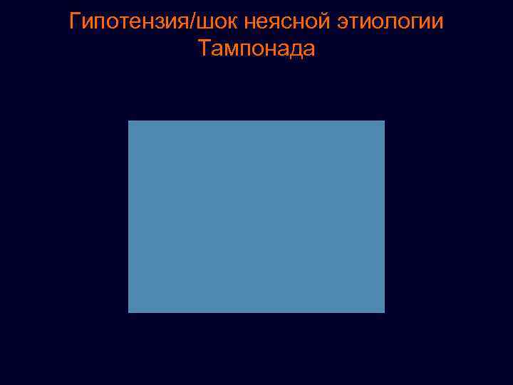 Гипотензия/шок неясной этиологии Тампонада 