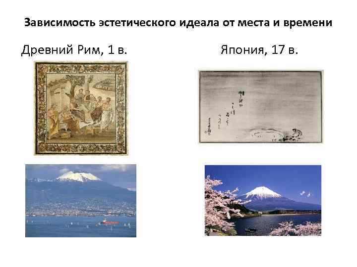 Зависимость эстетического идеала от места и времени Древний Рим, 1 в. Япония, 17 в.