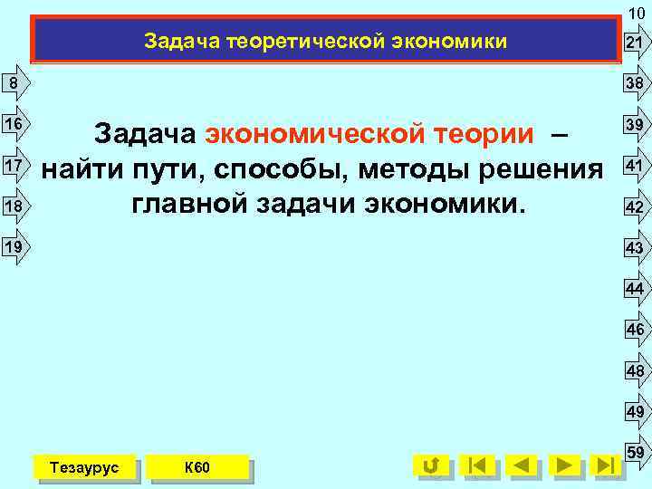 10 Задача теоретической экономики 21 8 38 16 39 17 18 Задача экономической теории
