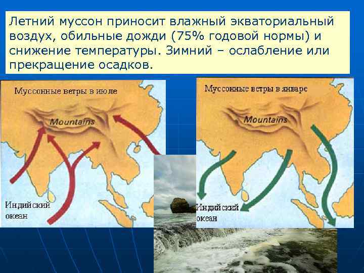 Летний муссон приносит влажный экваториальный воздух, обильные дожди (75% годовой нормы) и снижение температуры.