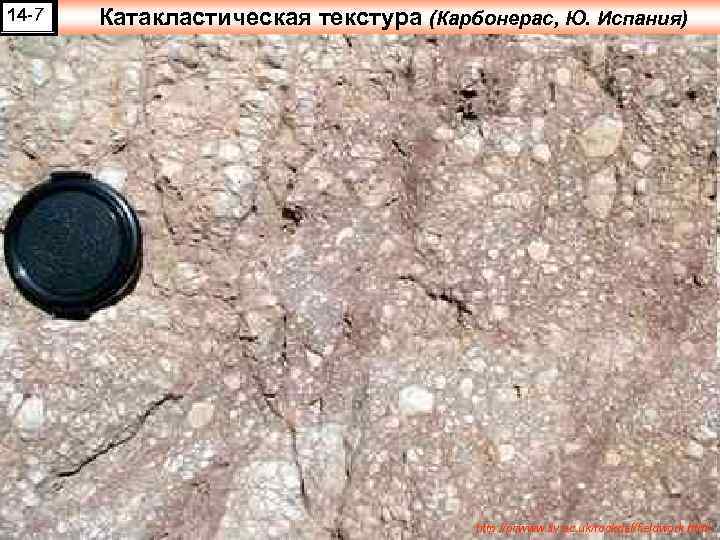 14 -7 Катакластическая текстура (Карбонерас, Ю. Испания) http: //pcwww. liv. ac. uk/rockdef/fieldwork. html 