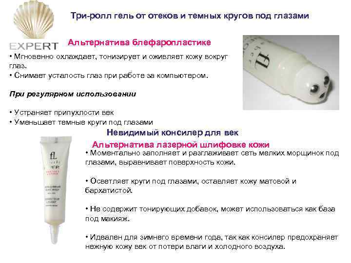 Три-ролл гель от отеков и темных кругов под глазами Альтернатива блефаропластике • Мгновенно охлаждает,