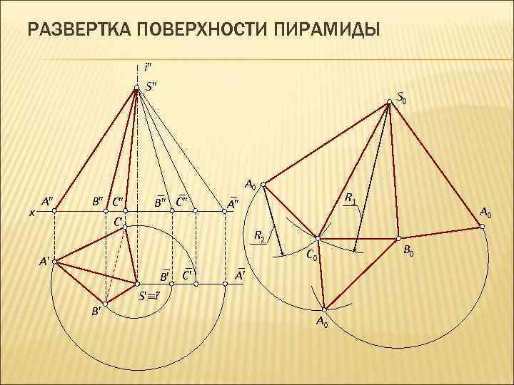 Построение развертки пирамиды чертеж