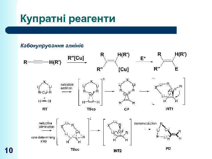 Купратні реагенти Кабокупрування алкінів 10 