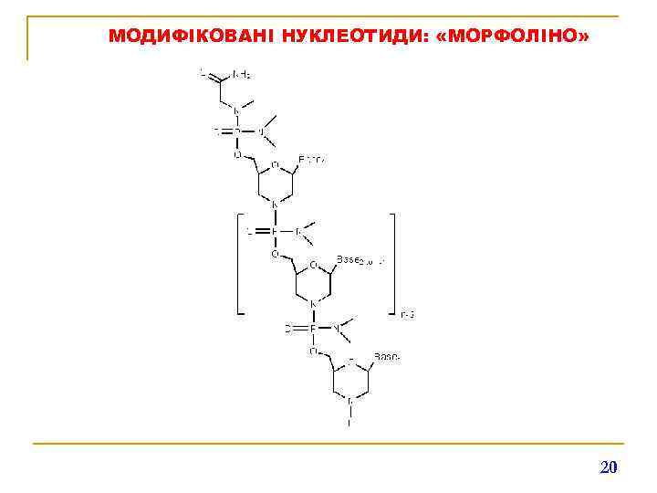 МОДИФІКОВАНІ НУКЛЕОТИДИ: «МОРФОЛІНО» 20 