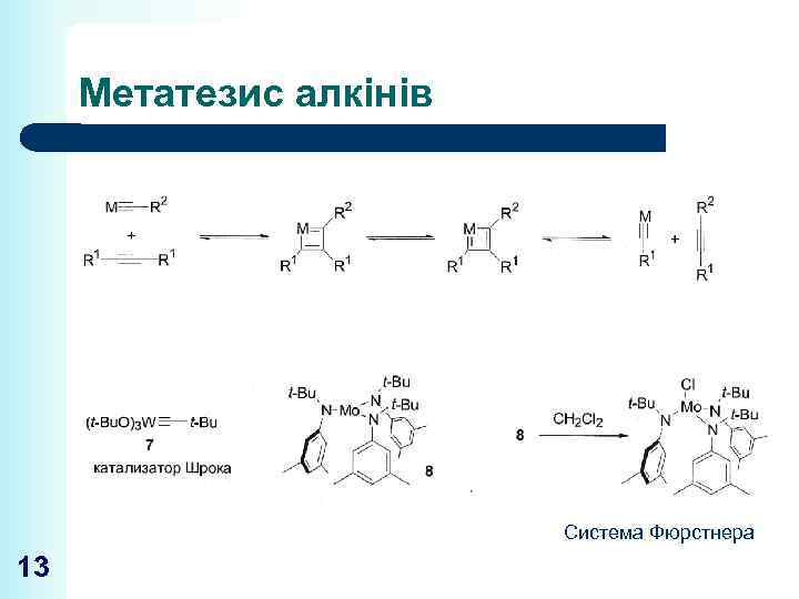 Метатезис алкінів Система Фюрстнера 13 