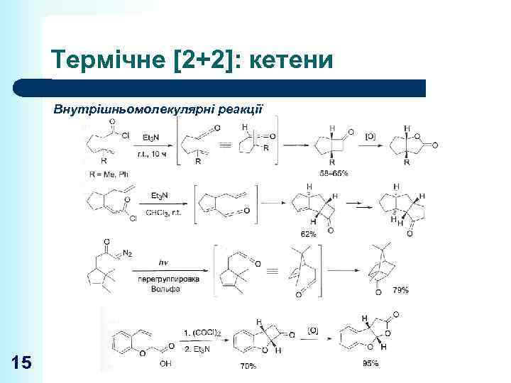 Термічне [2+2]: кетени Внутрішньомолекулярні реакції 15 