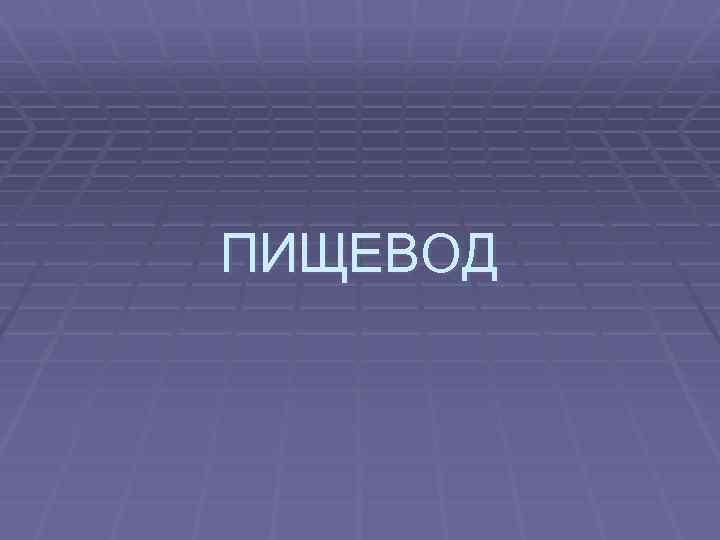 ПИЩЕВОД 
