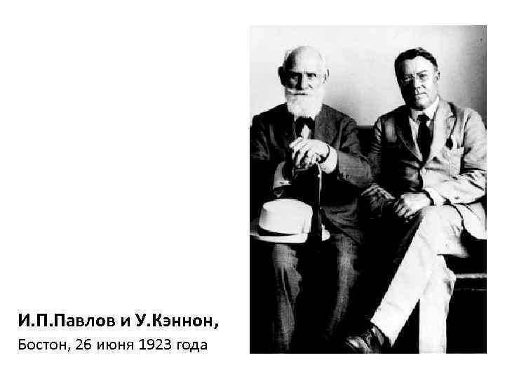 И. П. Павлов и У. Кэннон, Бостон, 26 июня 1923 года 