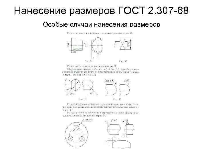 Нанесение размеров ГОСТ 2. 307 -68 Особые случаи нанесения размеров 