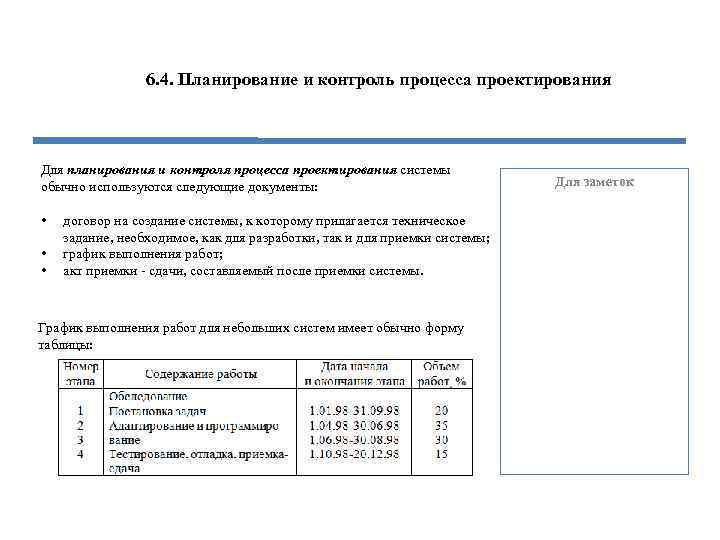6. 4. Планирование и контроль процесса проектирования Для планирования и контроля процесса проектирования системы