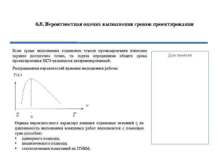 6. 8. Вероятностная оценка выполнения сроков проектирования Если сроки выполнения отдельных этапов проектирования известны
