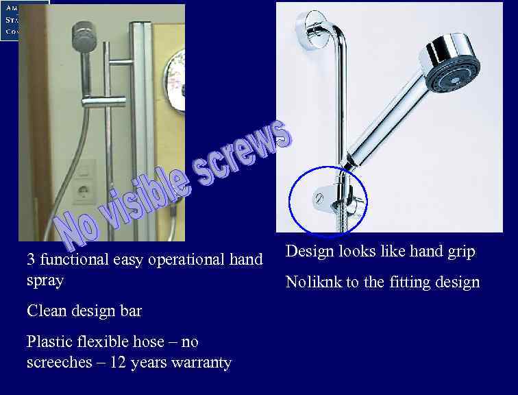 3 functional easy operational hand spray Clean design bar Plastic flexible hose – no