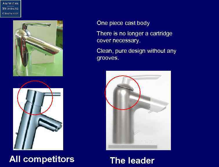 One piece cast body There is no longer a cartridge cover necessary. Clean, pure