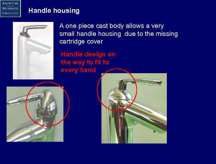 Handle housing A one piece cast body allows a very small handle housing due