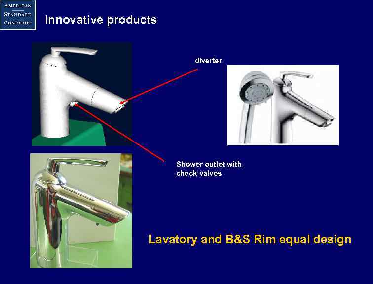 Innovative products diverter Shower outlet with check valves Lavatory and B&S Rim equal design