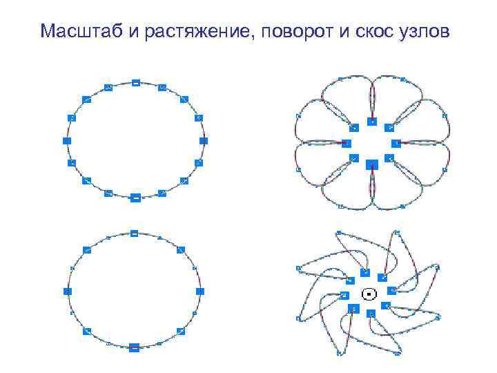 Масштаб и растяжение, поворот и скос узлов 