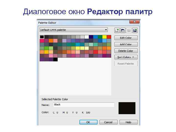 Диалоговое окно Редактор палитр 