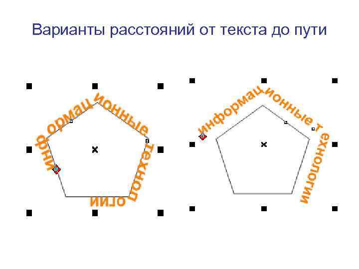 Варианты расстояний от текста до пути 