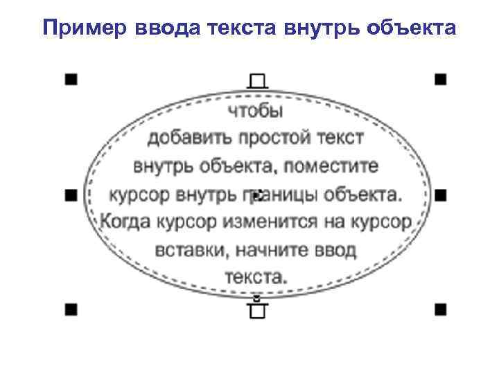 Пример ввода текста внутрь объекта 