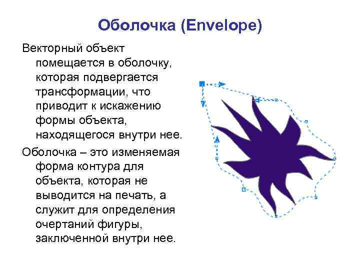 Оболочка (Envelope) Векторный объект помещается в оболочку, которая подвергается трансформации, что приводит к искажению