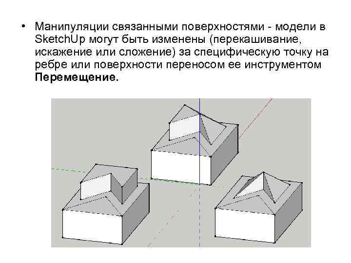  • Манипуляции связанными поверхностями - модели в Sketch. Up могут быть изменены (перекашивание,