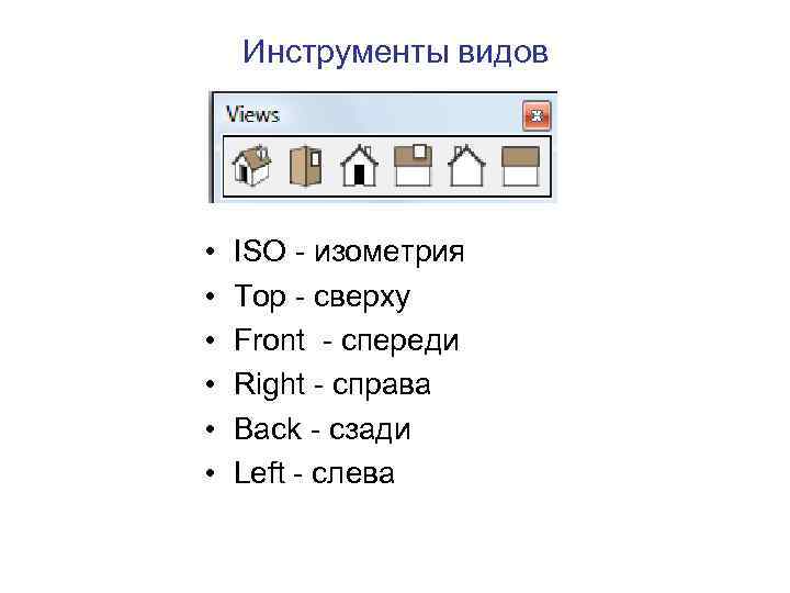 Инструменты видов • • • ISO - изометрия Top - сверху Front - спереди