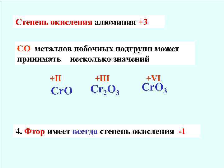 Как определить степень окисления алюминия. Cr2o3 степень окисления.