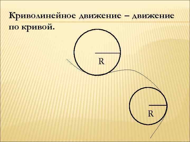 Криволинейное движение – движение по кривой. R R 