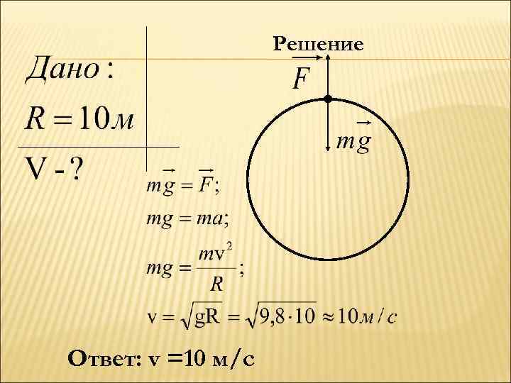 Решение Ответ: v =10 м/с 