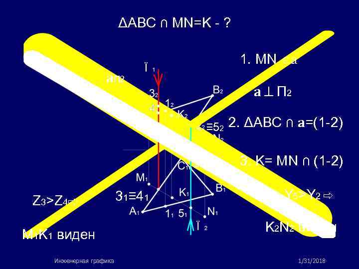 ΔABC ∩ MN=K - ? 1. MN a a. П 2 a П 2