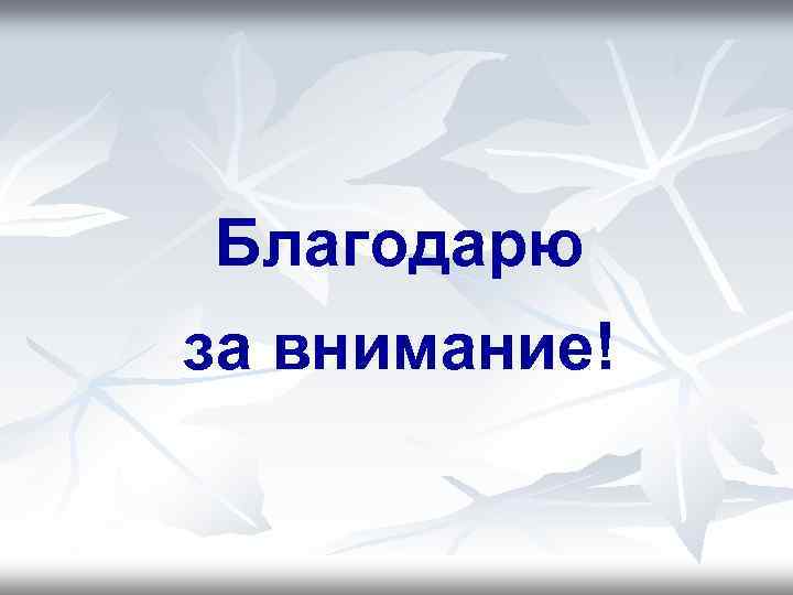 Благодарю за внимание! 