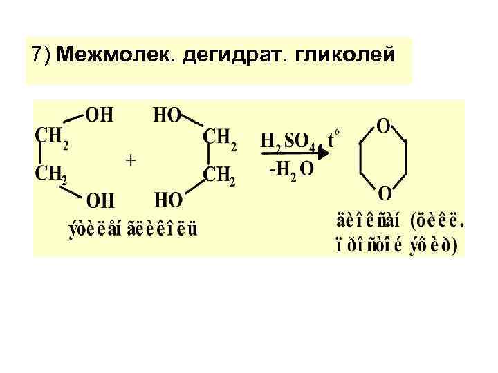 7) Mежмолек. дегидрат. гликолей 