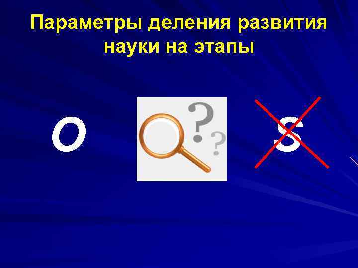 Параметры деления развития науки на этапы O S 
