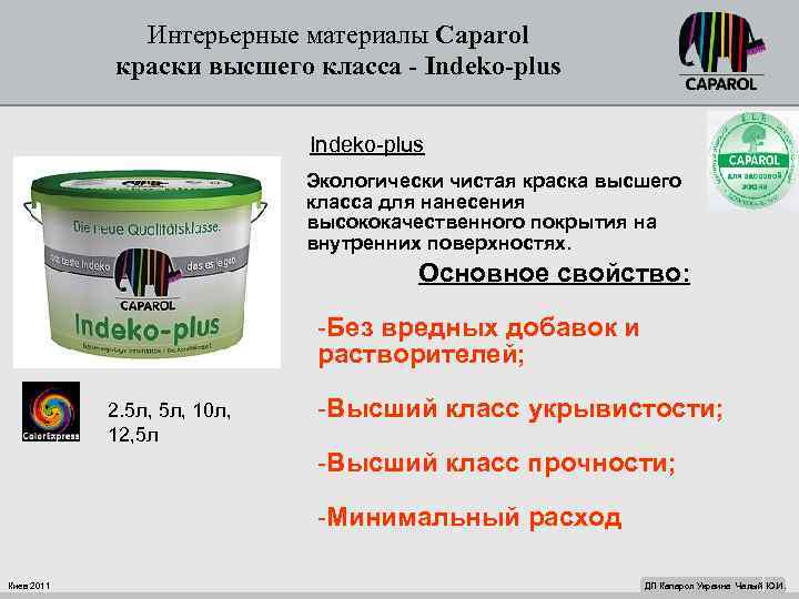 Интерьерные материалы Caparol краски высшего класса - Indeko-plus Экологически чистая краска высшего класса для