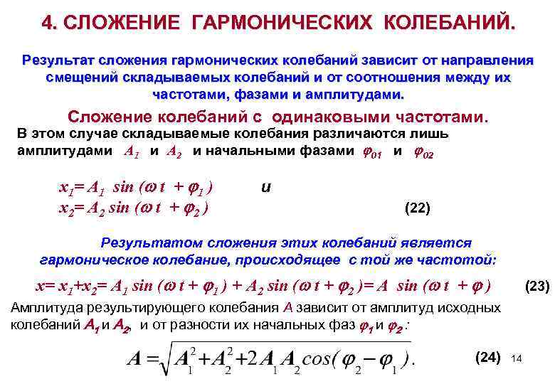 От чего зависит колебание