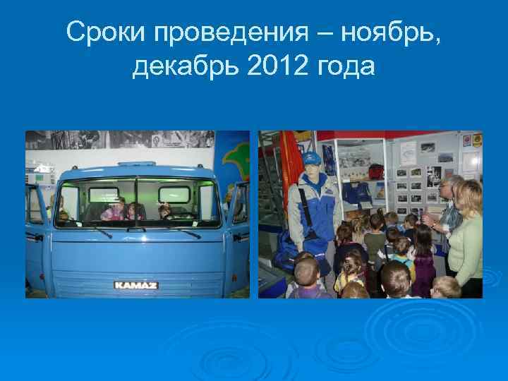 Сроки проведения – ноябрь, декабрь 2012 года 