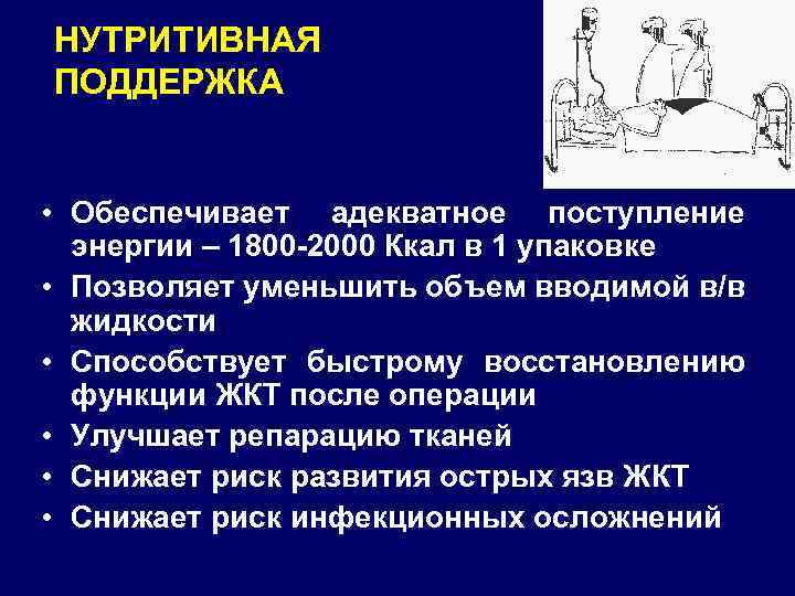 НУТРИТИВНАЯ ПОДДЕРЖКА • Обеспечивает адекватное поступление энергии – 1800 -2000 Ккал в 1 упаковке