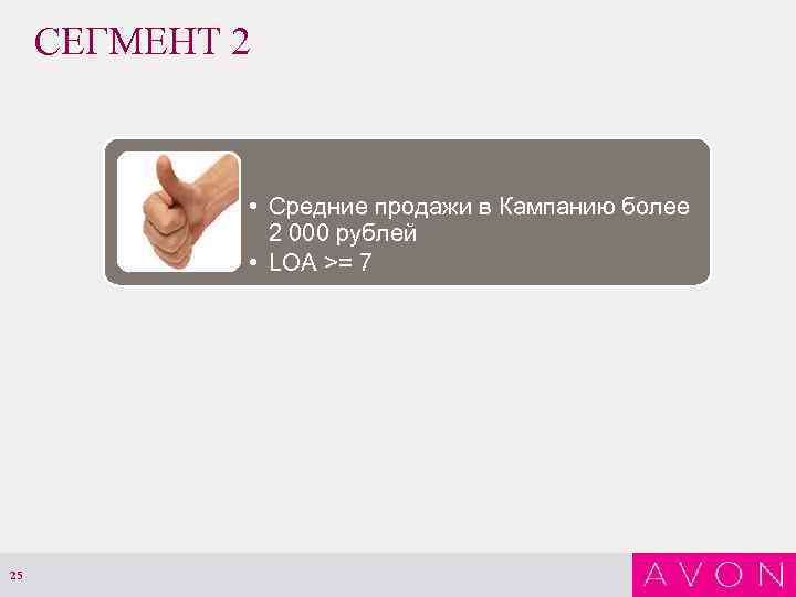 СЕГМЕНТ 2 • Средние продажи в Кампанию более 2 000 рублей • LOA >=
